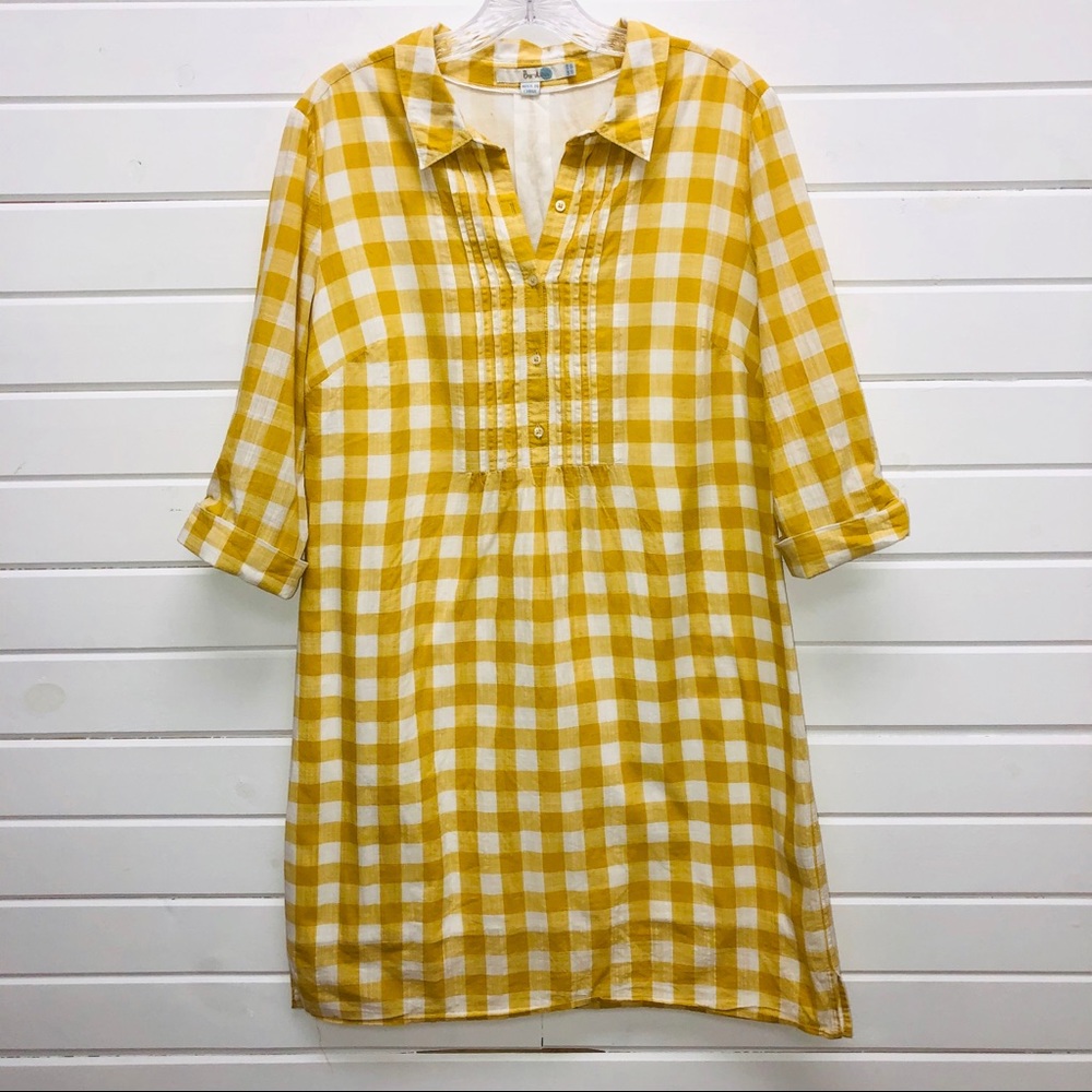 Boden Yellow & White Checkered Tunic Dress